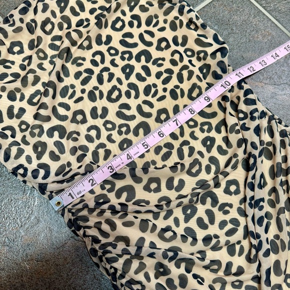 Sandy Liang Lily Leopard Print Sleeveless Ruched Mini Dress Bodycon 6 - Picture 12 of 15